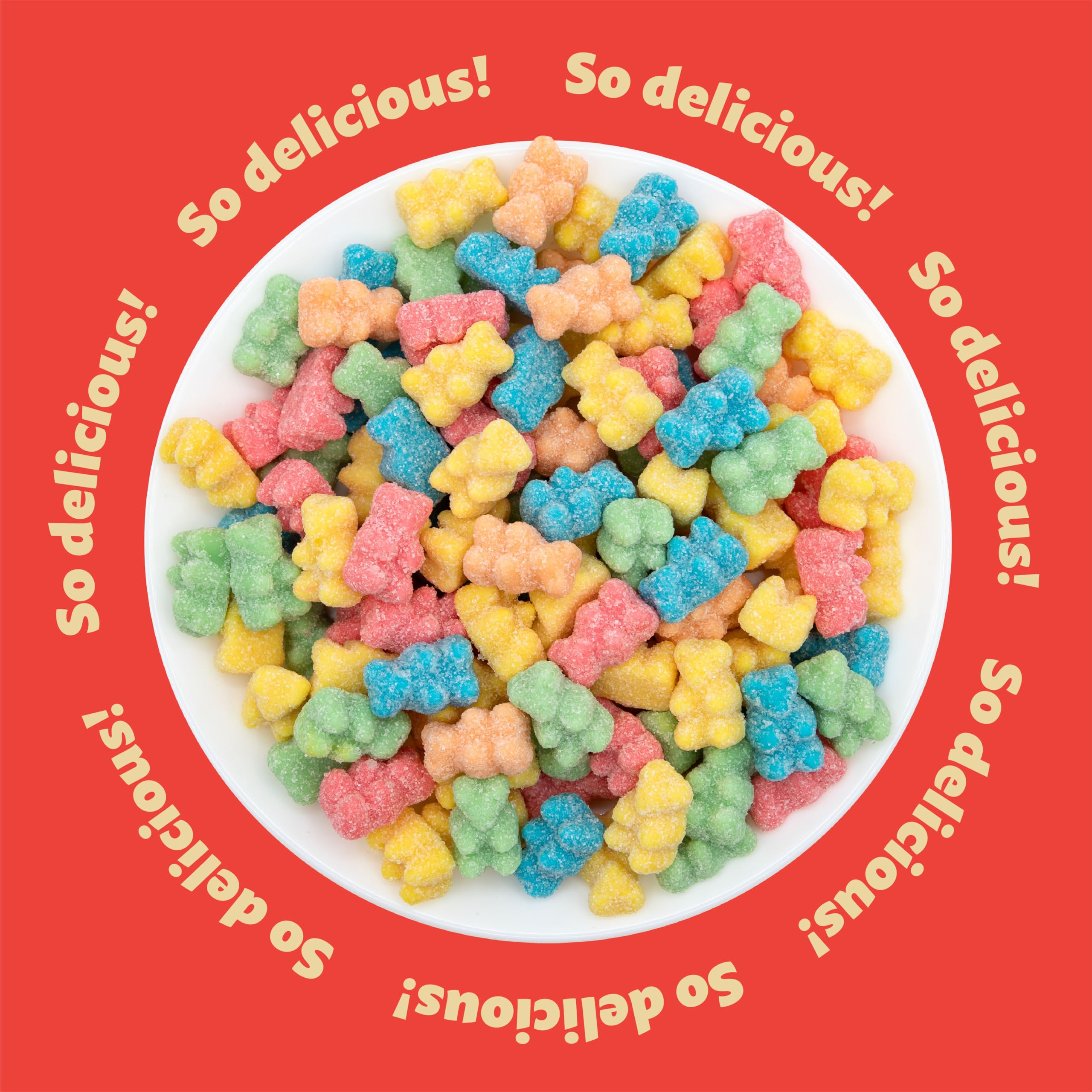 ILIKE! assortment of five fruit-flavored bears displaying vivid colors and variety