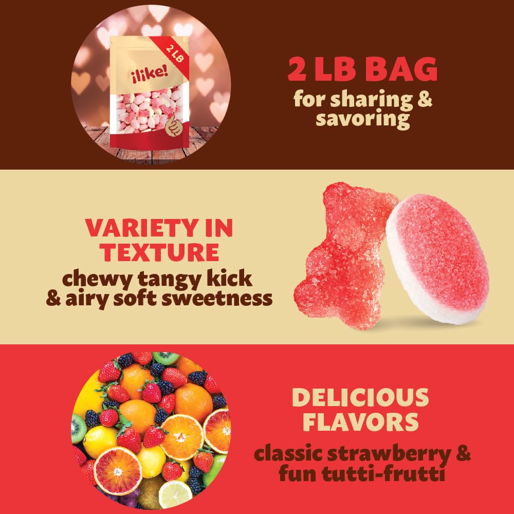 ILIKE! close-up of gummy texture showing tangy coating and fluffy interior benefit