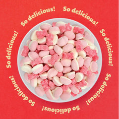 ILIKE! pink candy mix displayed in a bowl for party setup and easy serving benefit
