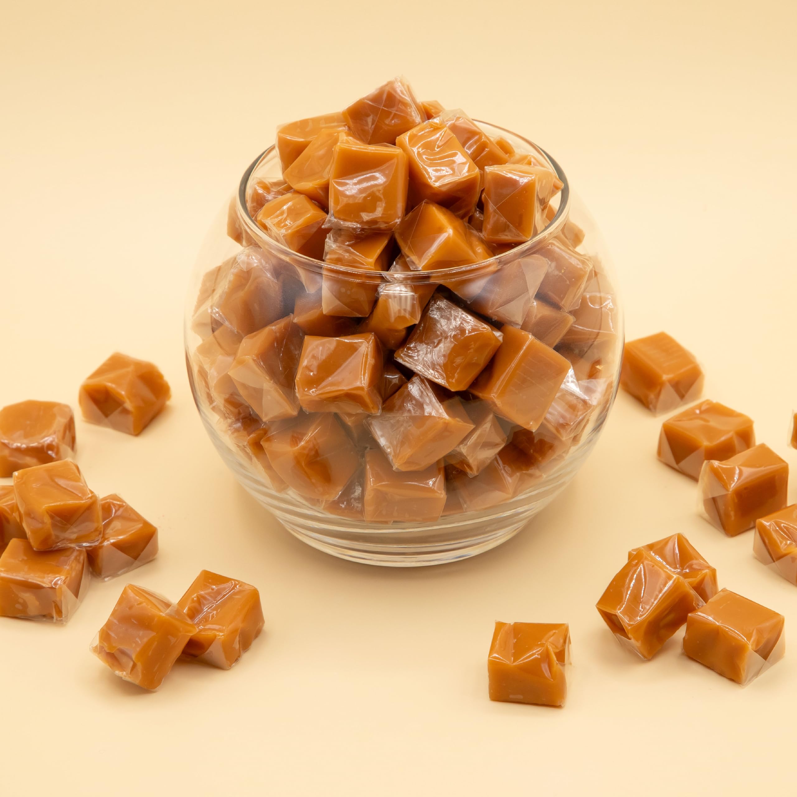 ILIKE! single caramel held in hand showing size and easy portioning