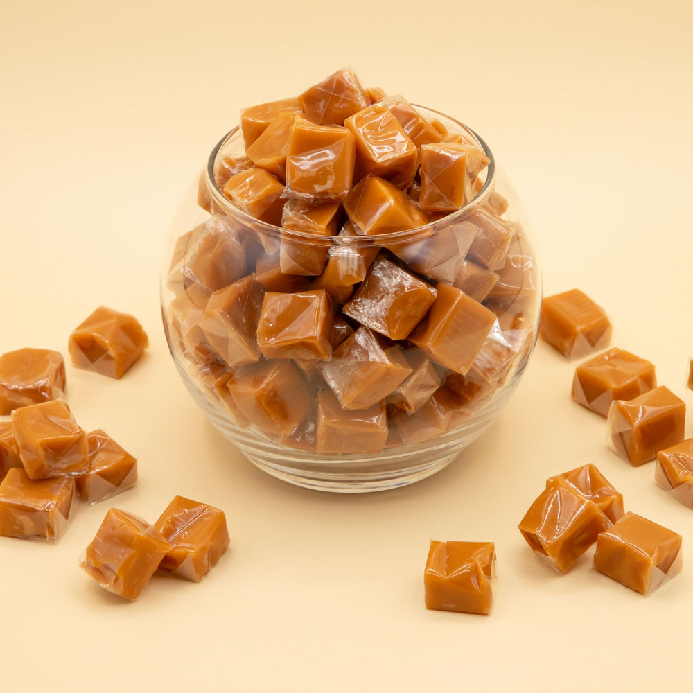 ILIKE! single caramel held in hand showing size and easy portioning
