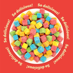 ILIKE! close-up of gummy cube texture showing sugar coating and soft chew benefit