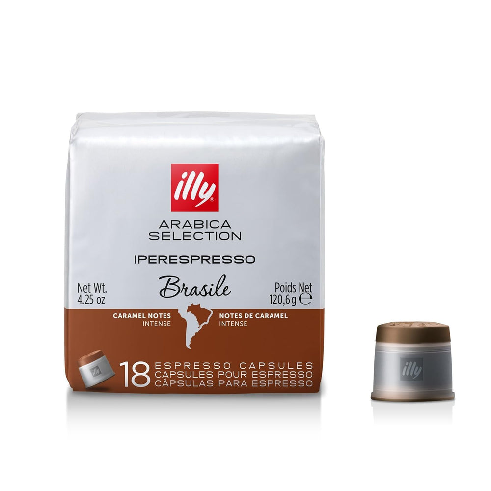illy front packaging showing Brasile capsules and clear branding for easy identification