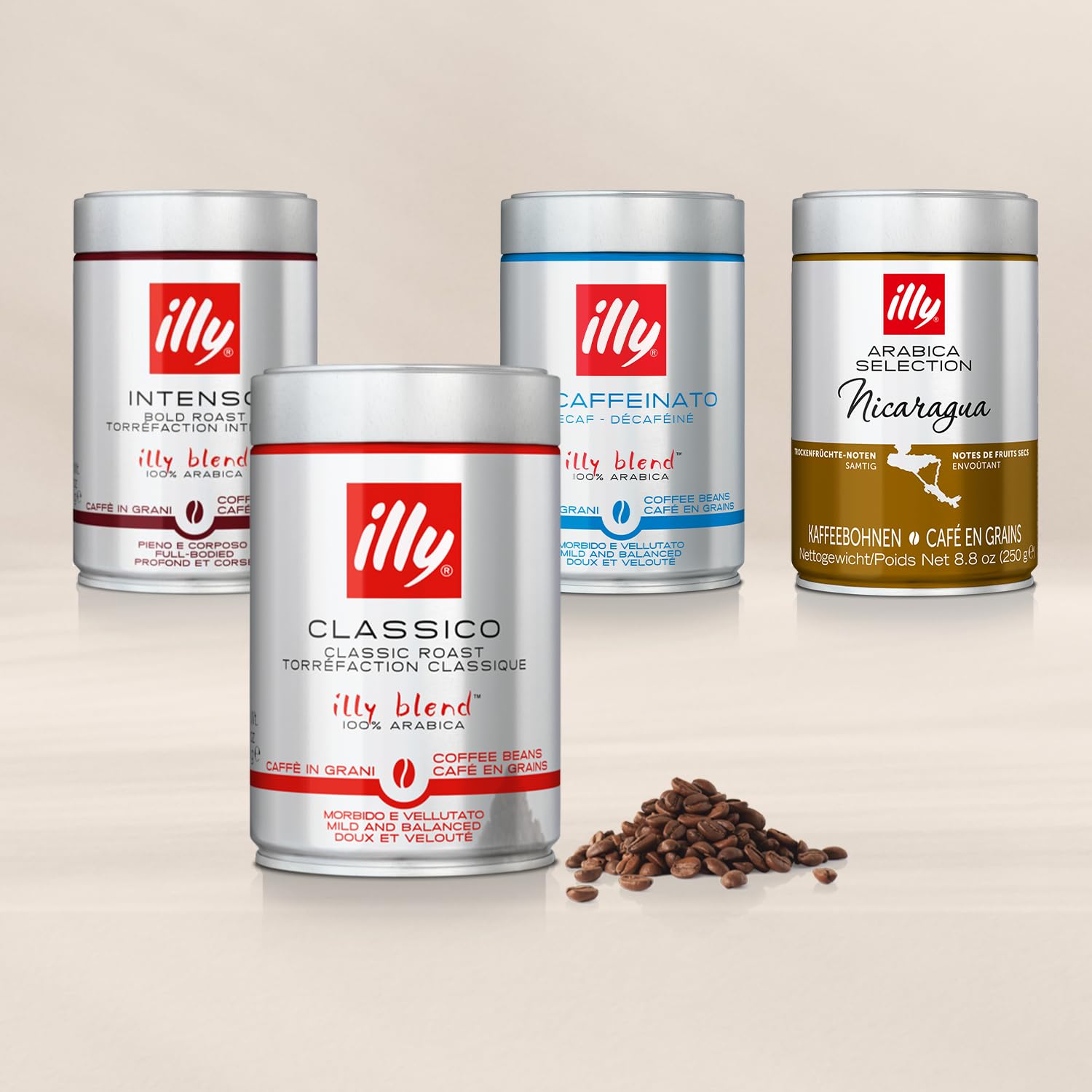 illy ground beans and espresso shot demonstrating rich crema benefit