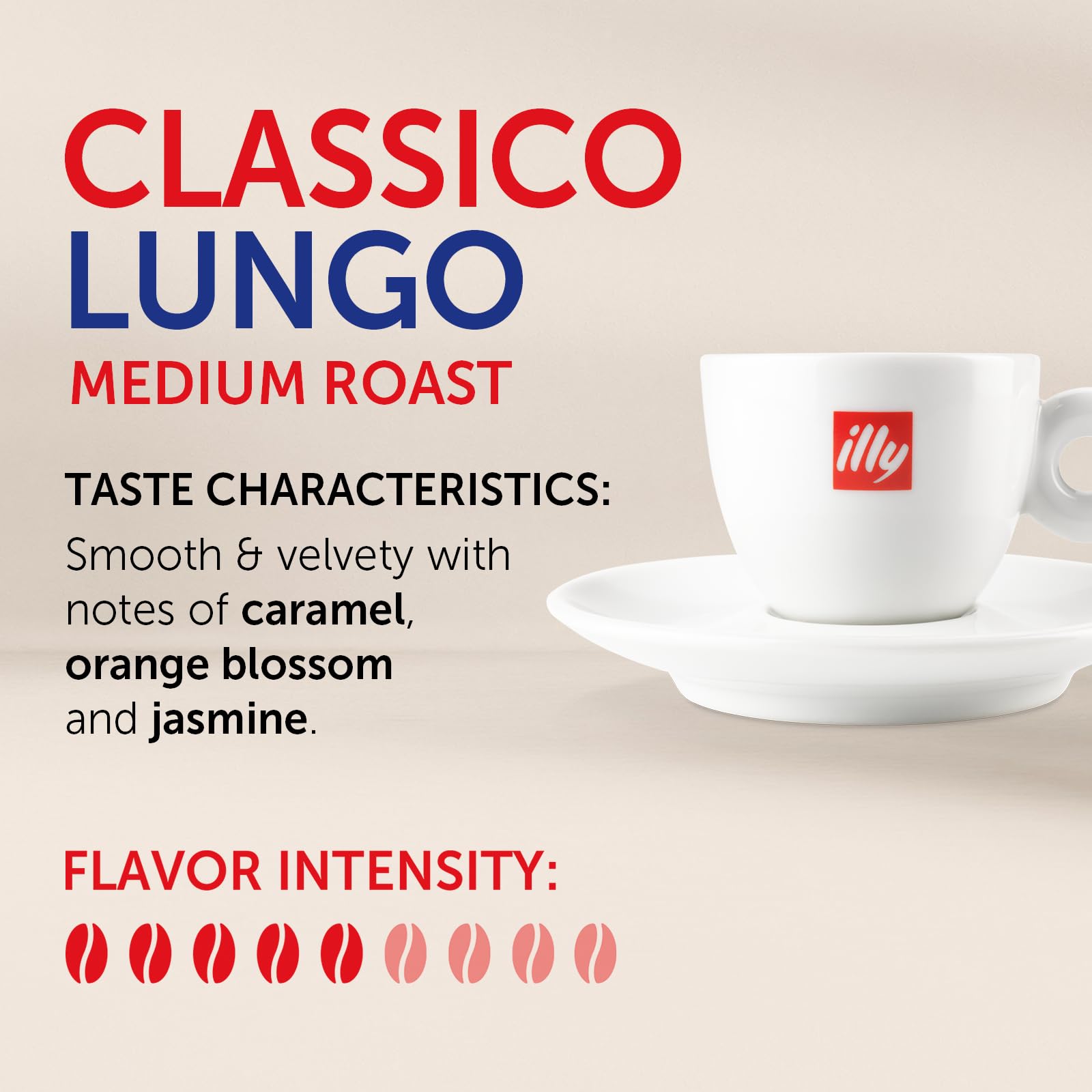 illy close-up of a single Classico Lungo capsule highlighting pod design and freshness