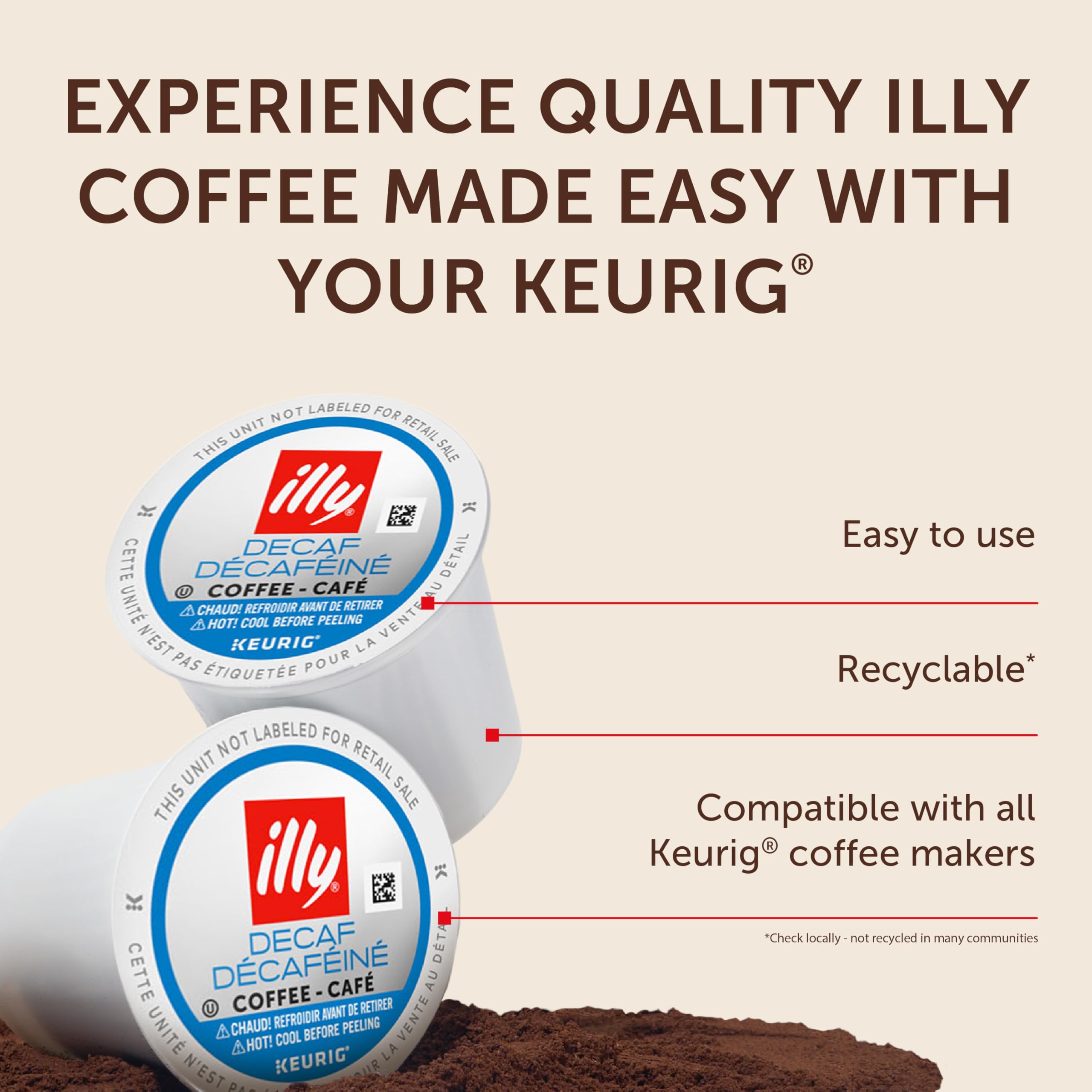 illy whole Arabica beans beside a pod showing premium bean quality benefit