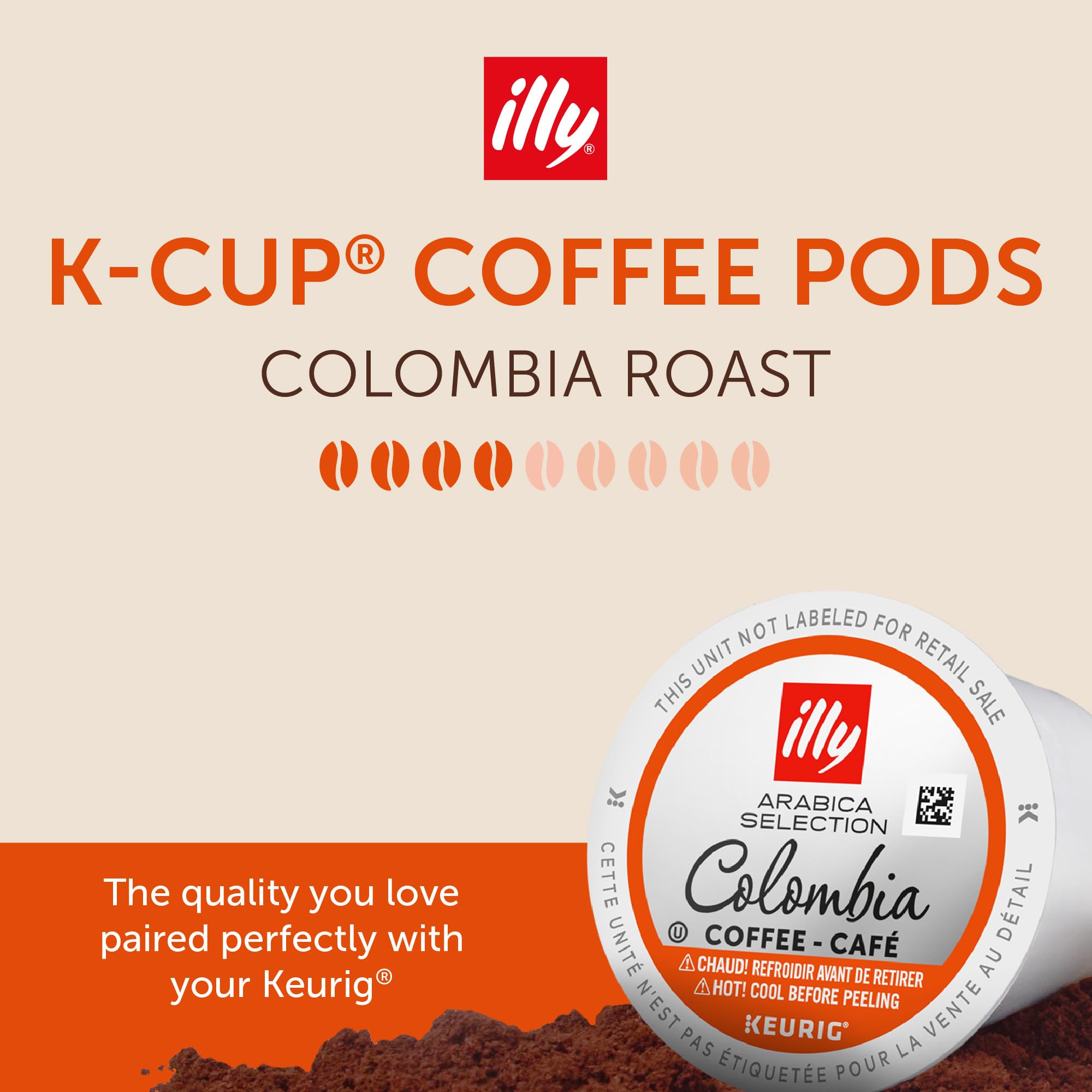 illy close-up of a single K-Cup pod highlighting sealed lid and freshness preservation