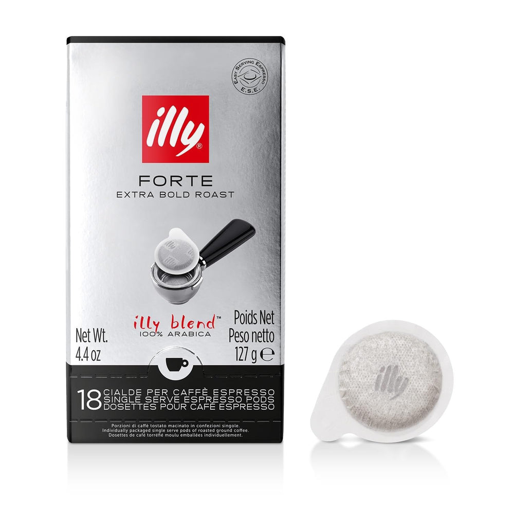 illy box of E.S.E. Forte pods showing front packaging and brand clarity