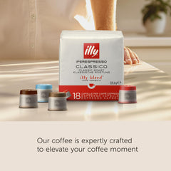 illy iper espresso pod placed in machine illustrating easy insertion and quick brew