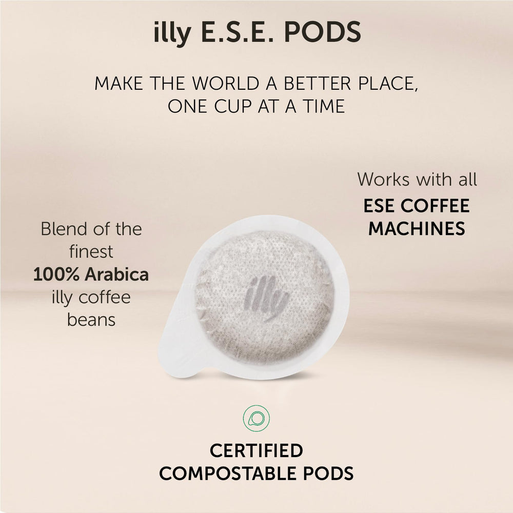hand holding an illy E.S.E. pod for scale showing compact, mess-free portioning