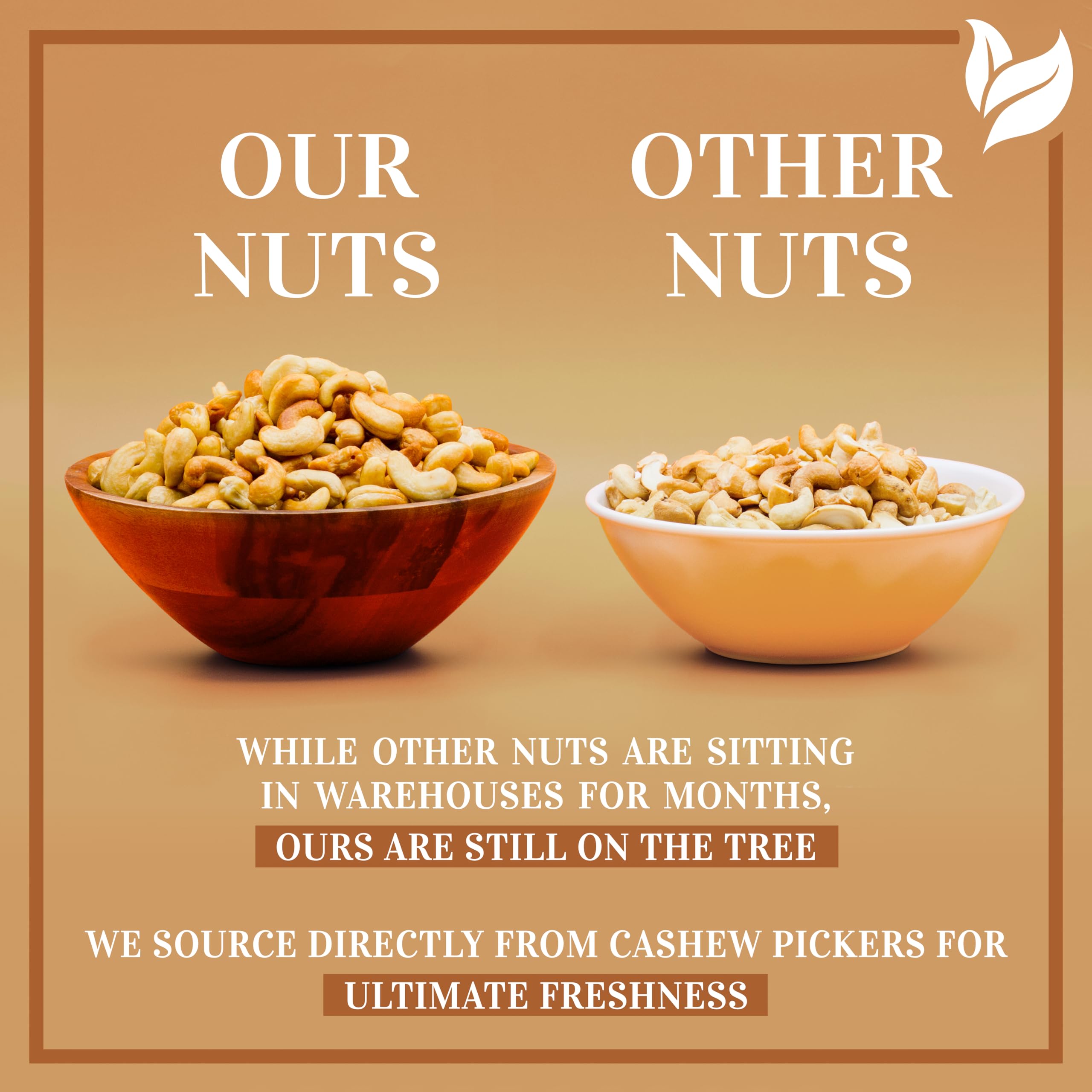 I'm A Nut bowl of cashews on table ready to snack, illustrating convenient portioning benefit
