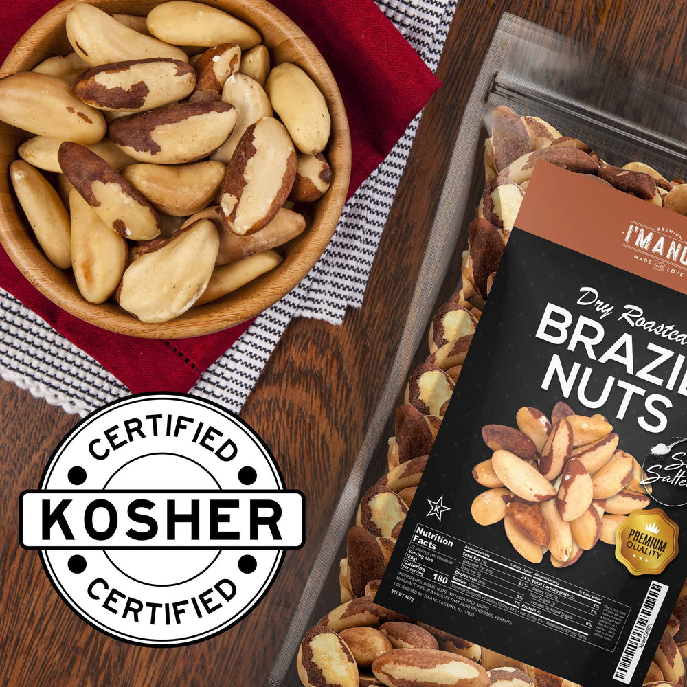 I'm A Nut bowl of dry roasted Brazil nuts ready to eat, shows serving idea