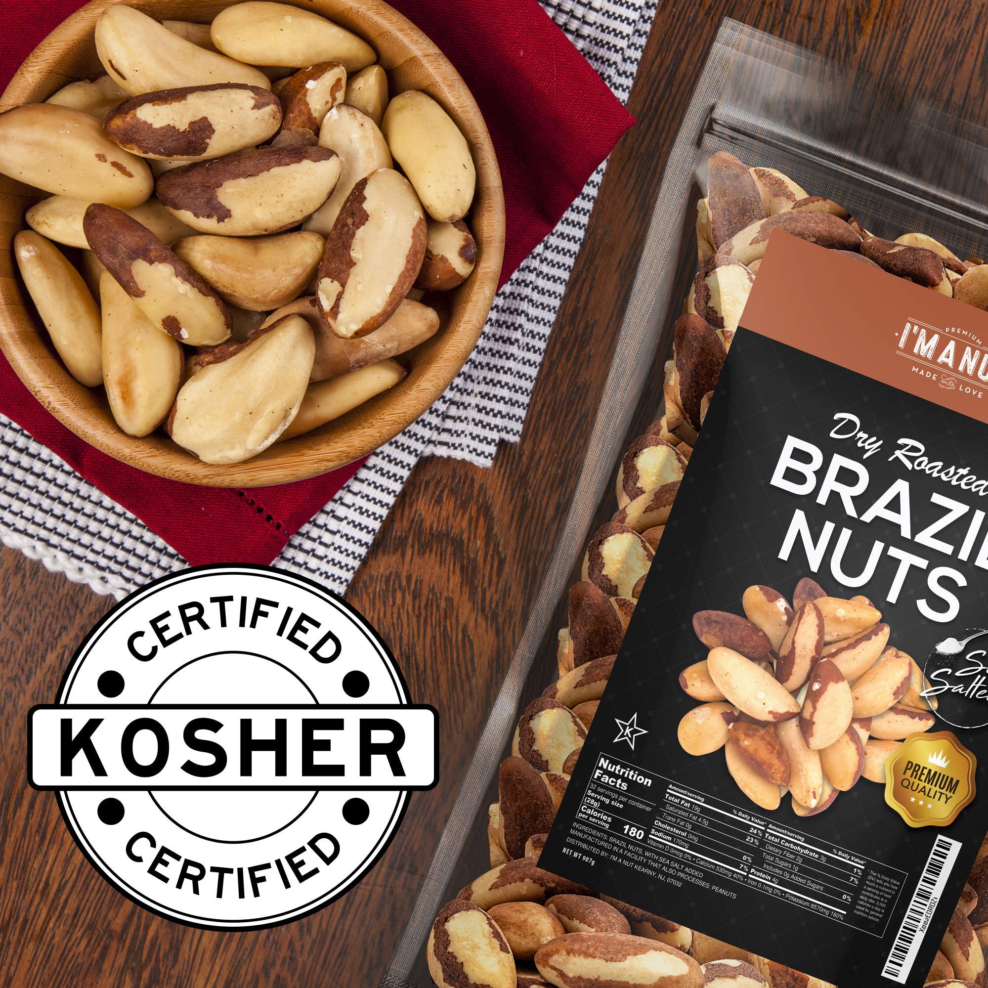 I'm A Nut handful on scale showing 16 oz portion, clear size reference