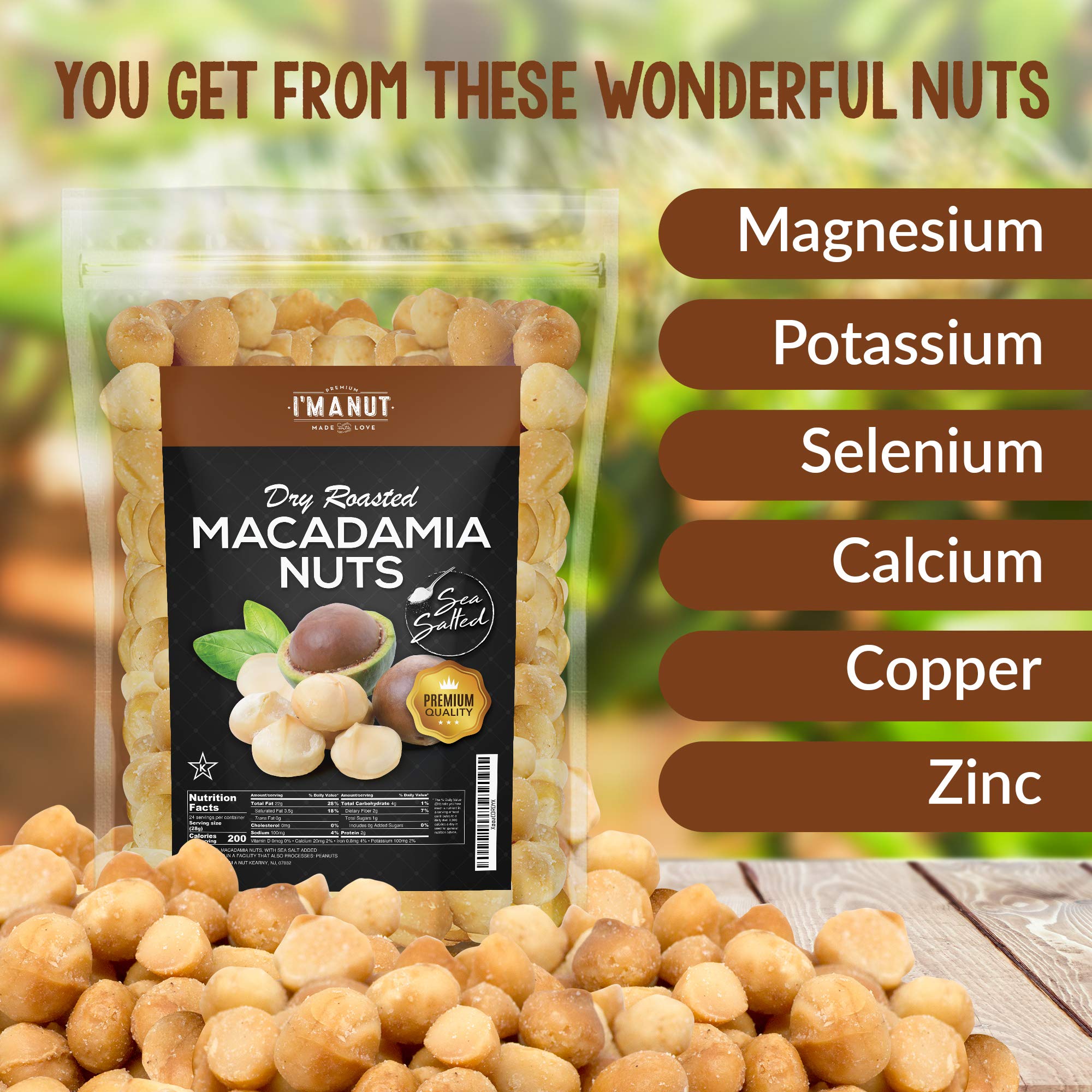 I'm A Nut close-up of roasted macadamia texture highlighting crunch and roast
