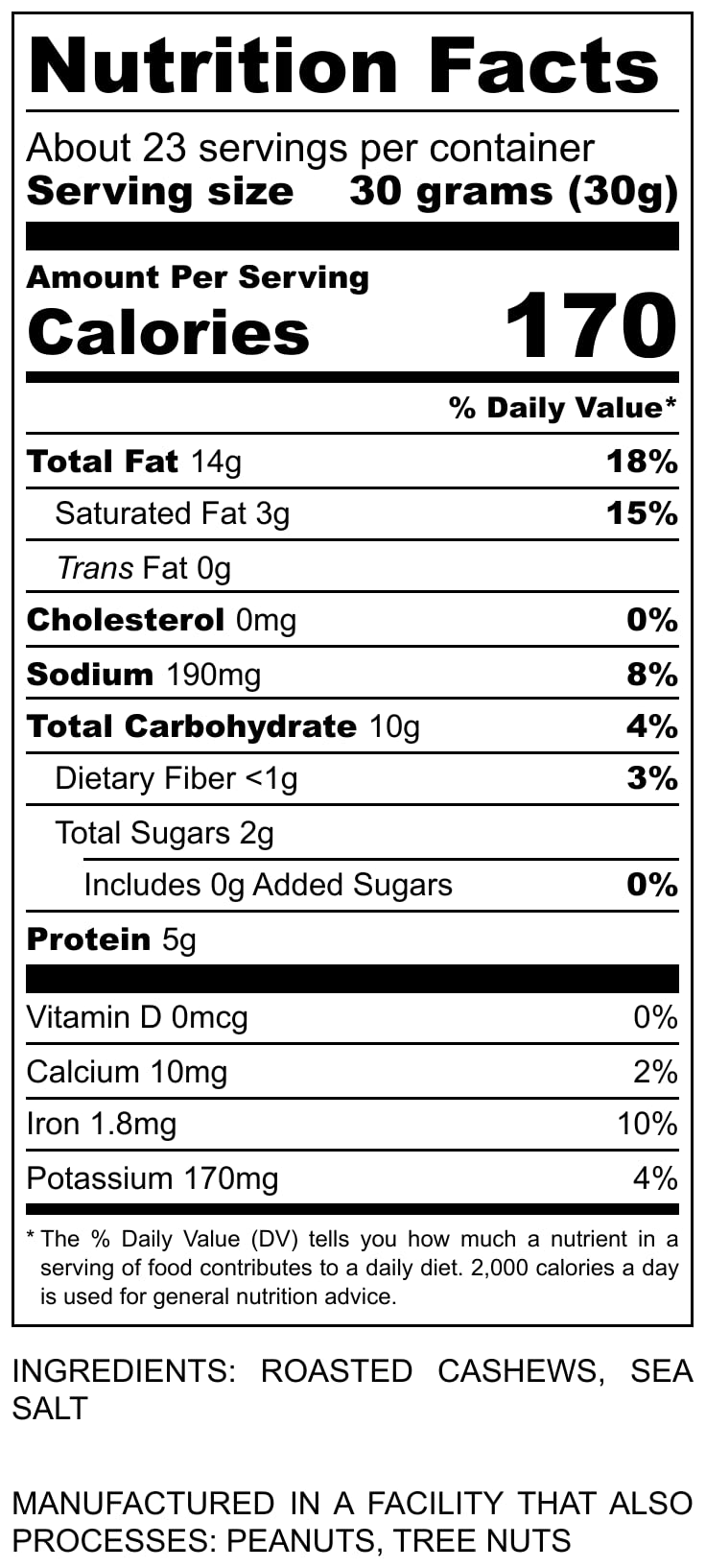 I'm A Nut nutrition label closeup detailing clean ingredients and benefits
