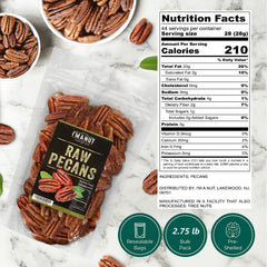 I'm A Nut pecan halves in wooden bowl ready to serve for easy snacking