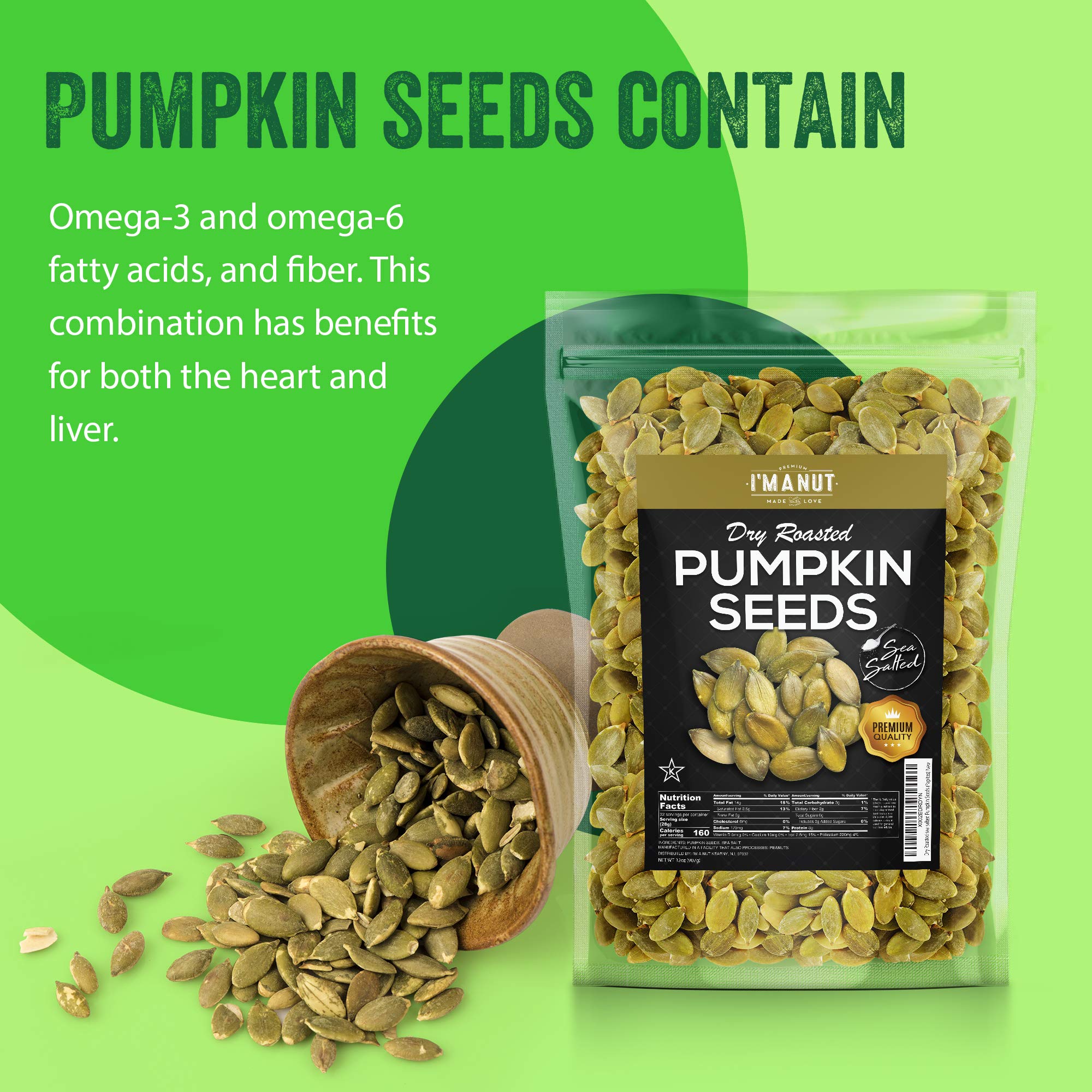 I'm A Nut pumpkin seeds in bowl ready to serve for recipe topping