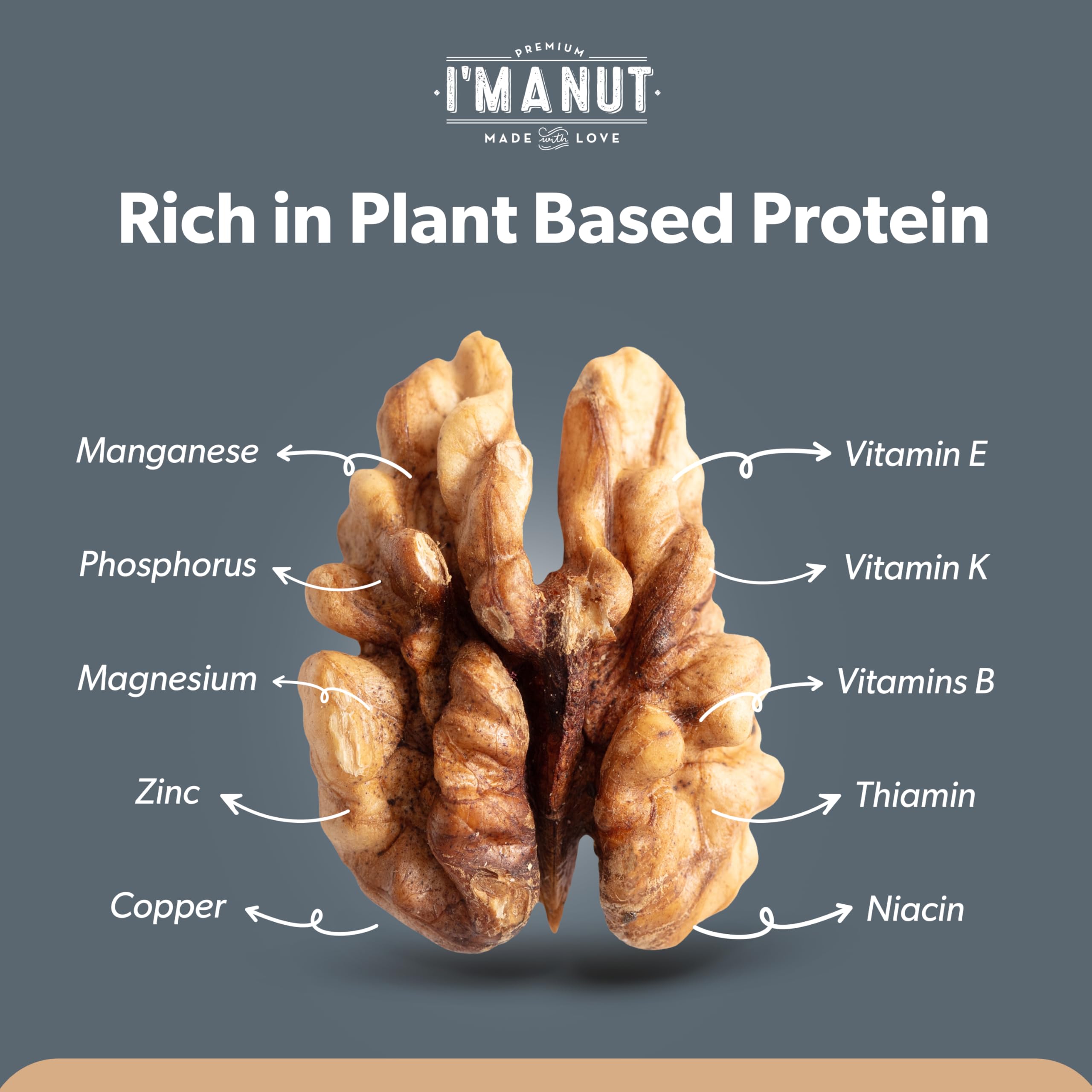 I'm A Nut walnuts served on salad adding crunch and visual appeal