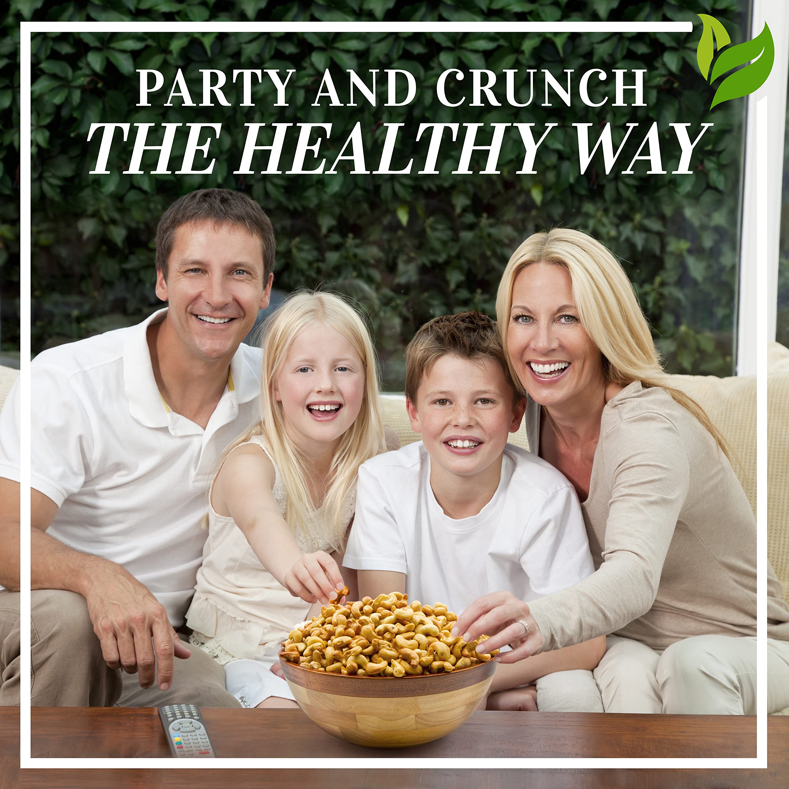 I'm A Nut hand holding cashews to demonstrate portion size and scale