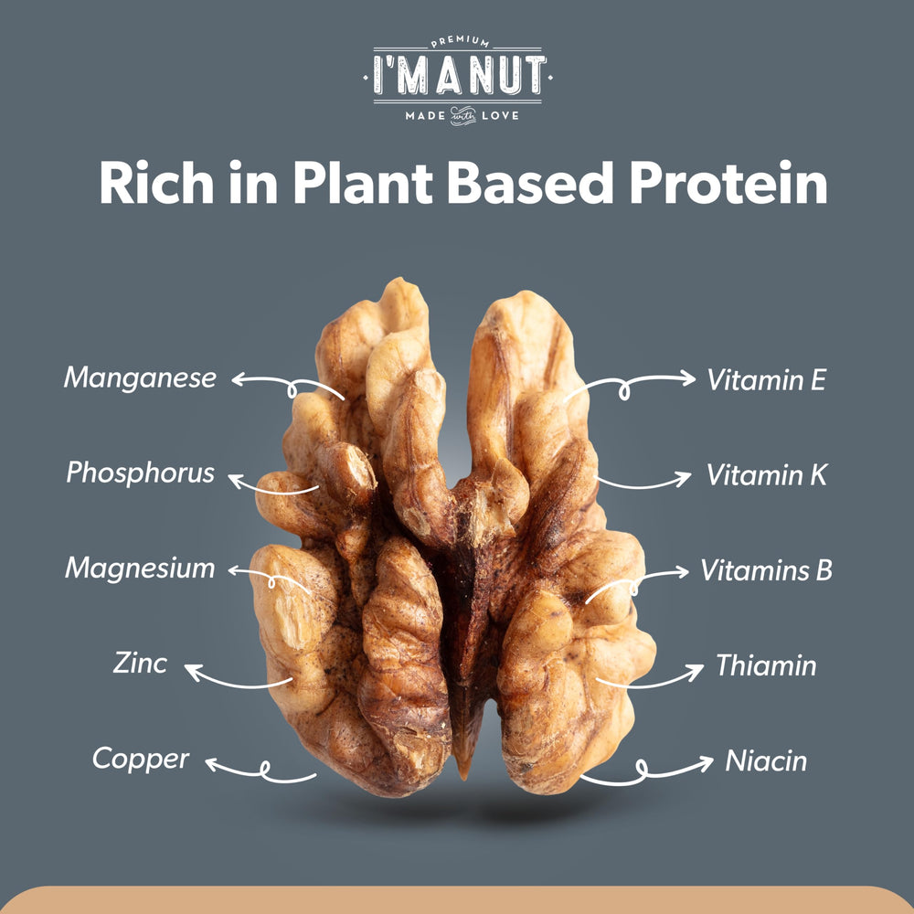 I'm A Nut sprinkling walnuts over salad to add crunch and flavor
