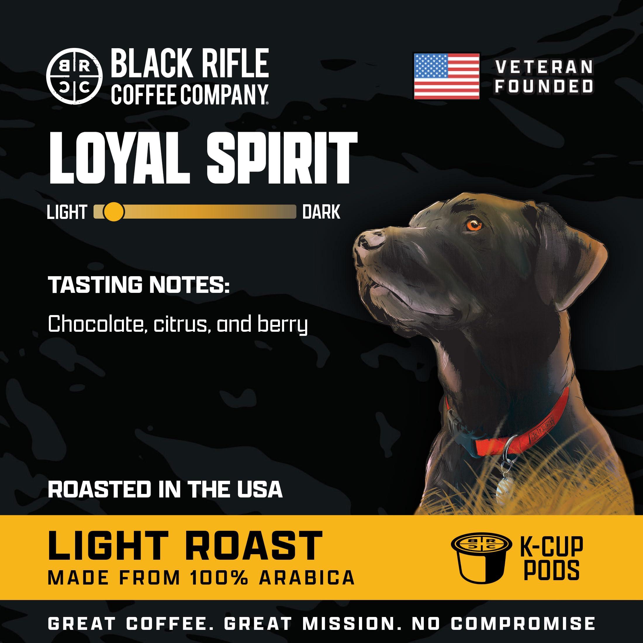 Black Rifle Coffee Company Loyal Spirit Light Roast K-Cup Pods 22-Count — 100% Arabica, Keurig Compatible