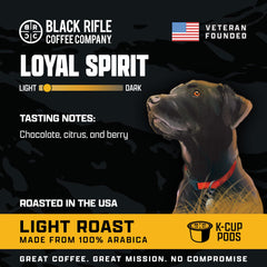 Black Rifle Coffee Company Loyal Spirit Light Roast K-Cup Pods 22-Count — 100% Arabica, Keurig Compatible