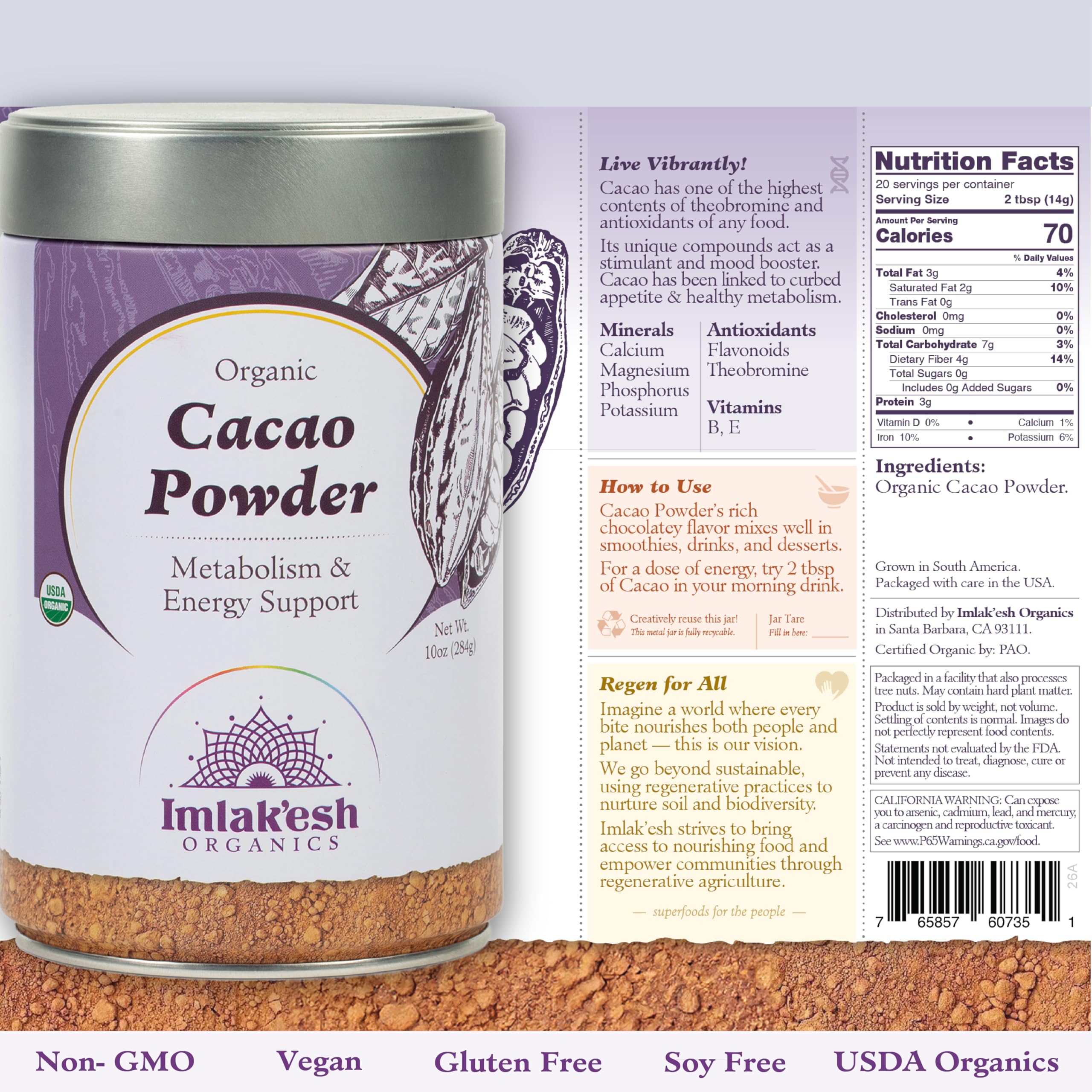 Imlak'esh Organics jar held in hand to show 10oz size and scale