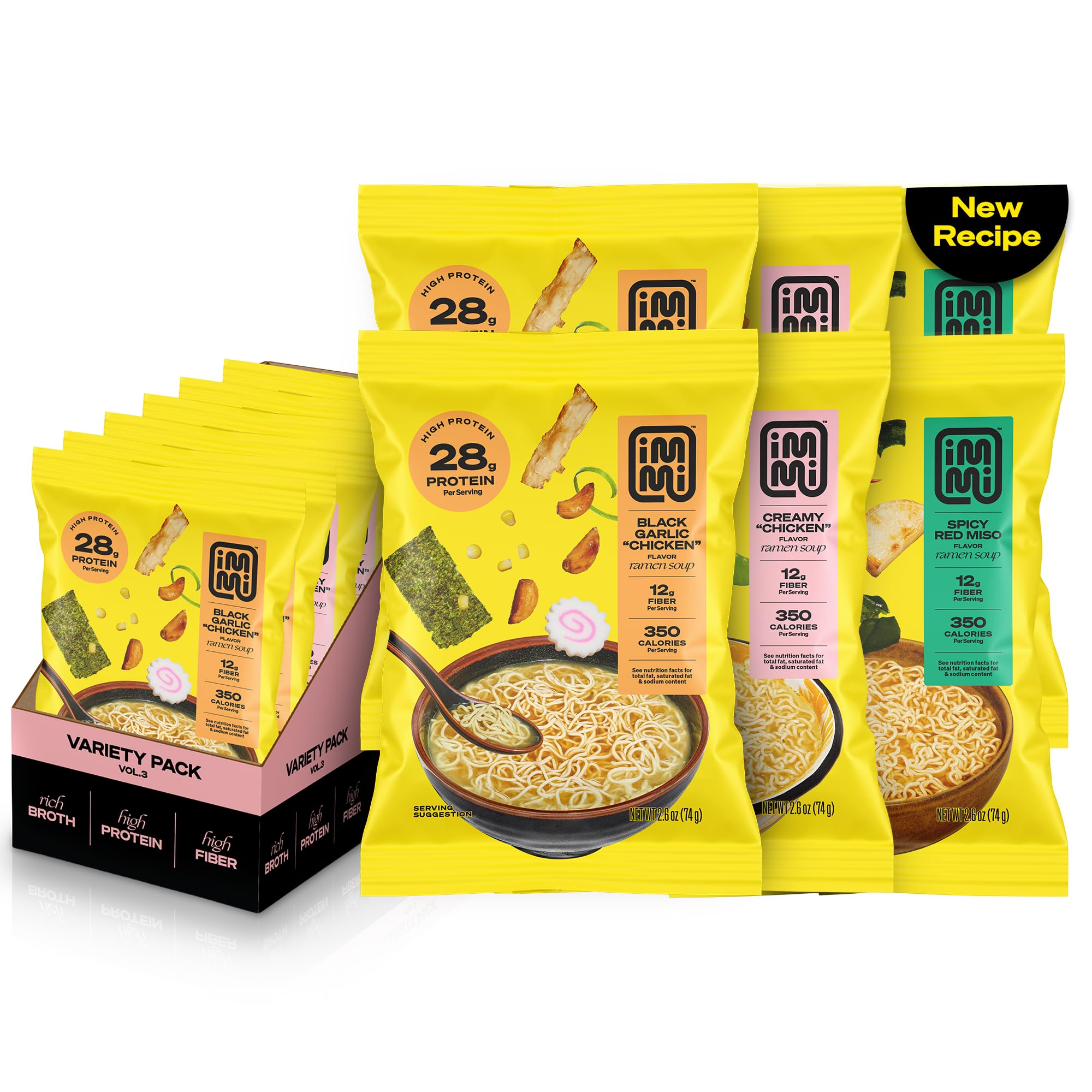 immi front packaging variety pack showing all three flavors and convenience