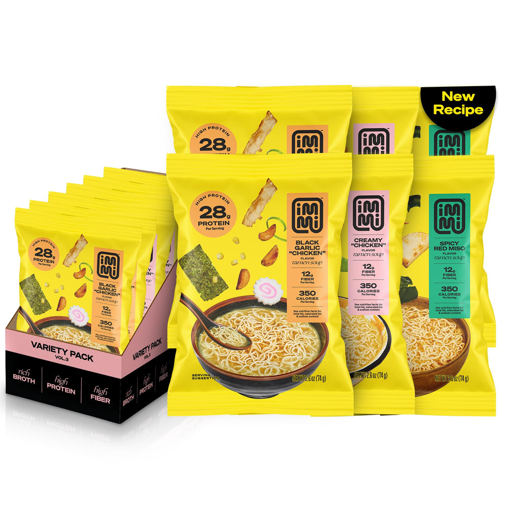 immi front packaging variety pack showing all three flavors and convenience