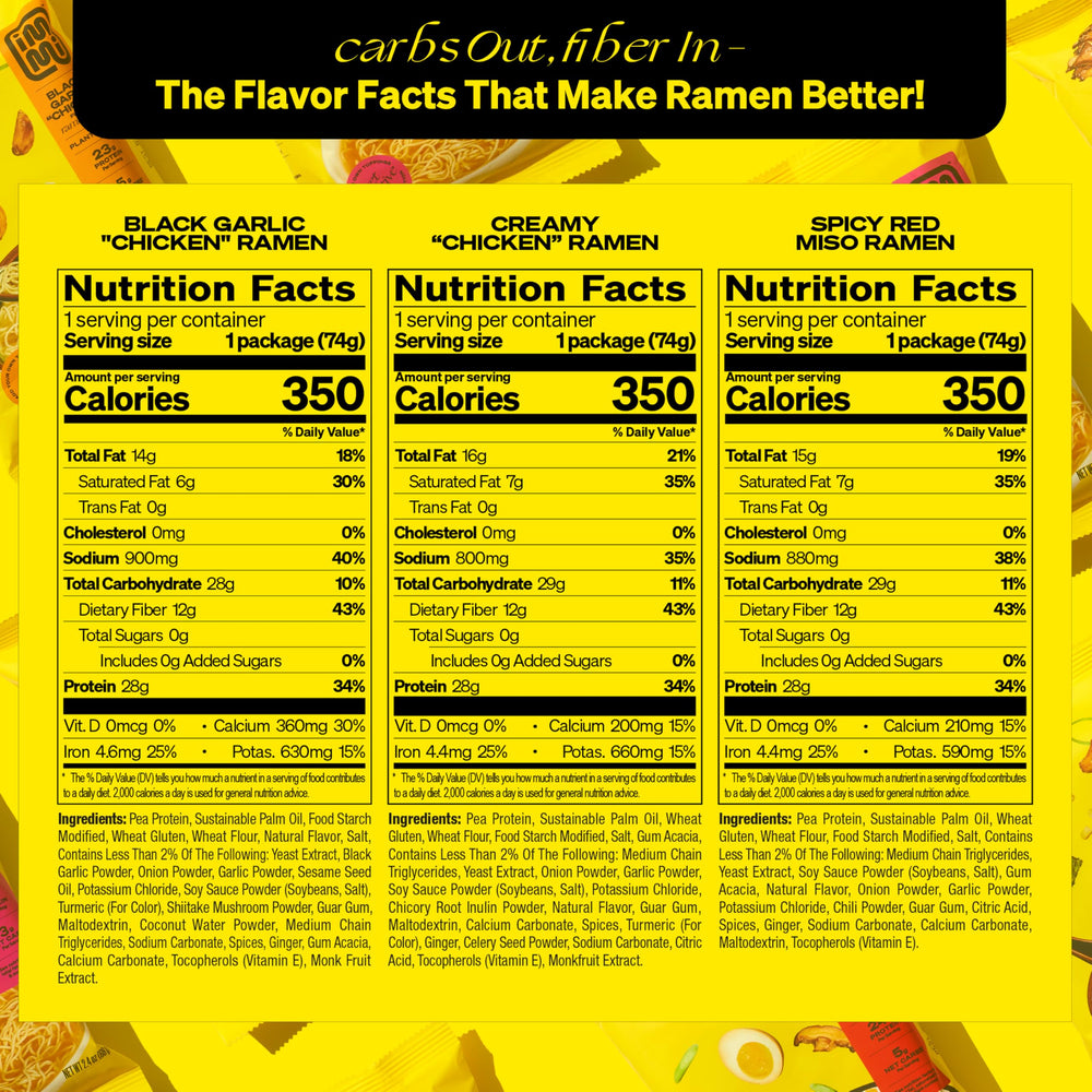 immi nutrition label closeup emphasizing high protein and low net carbs
