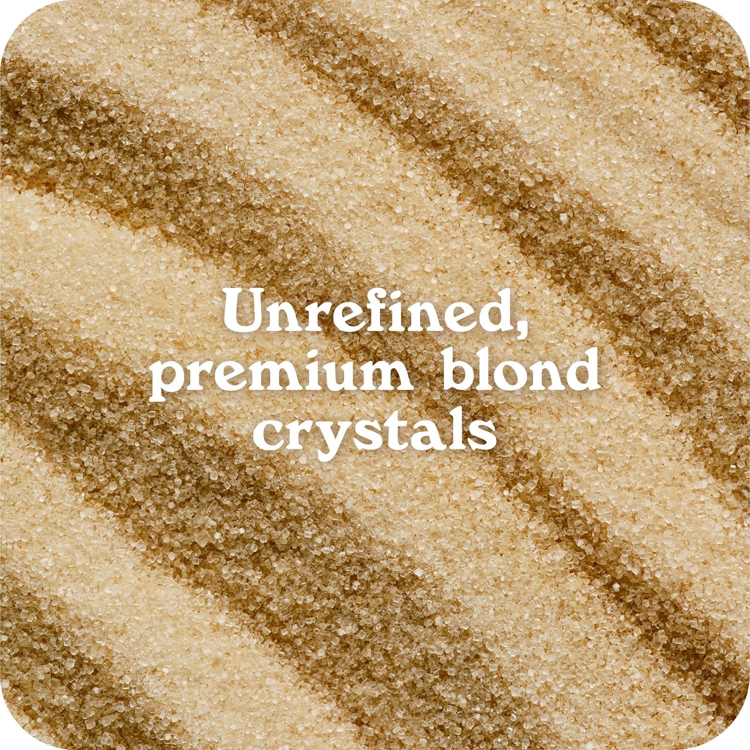 IN THE RAW close-up cane sugar crystals texture illustrating even granulation