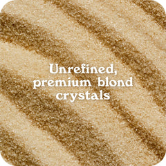 IN THE RAW close-up cane sugar crystals texture illustrating even granulation