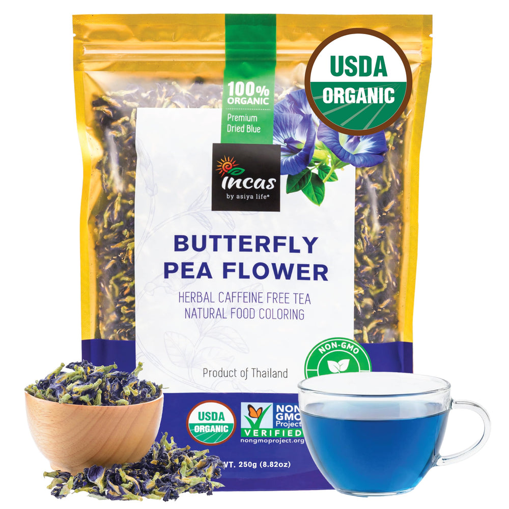 Incas by Asiya Life front packaging showing organic bag and benefits