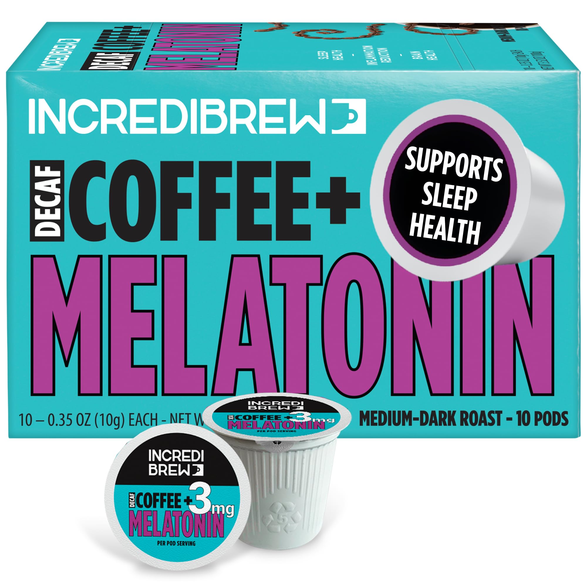 Incredibrew front packaging showing pod box and branding, highlights convenience