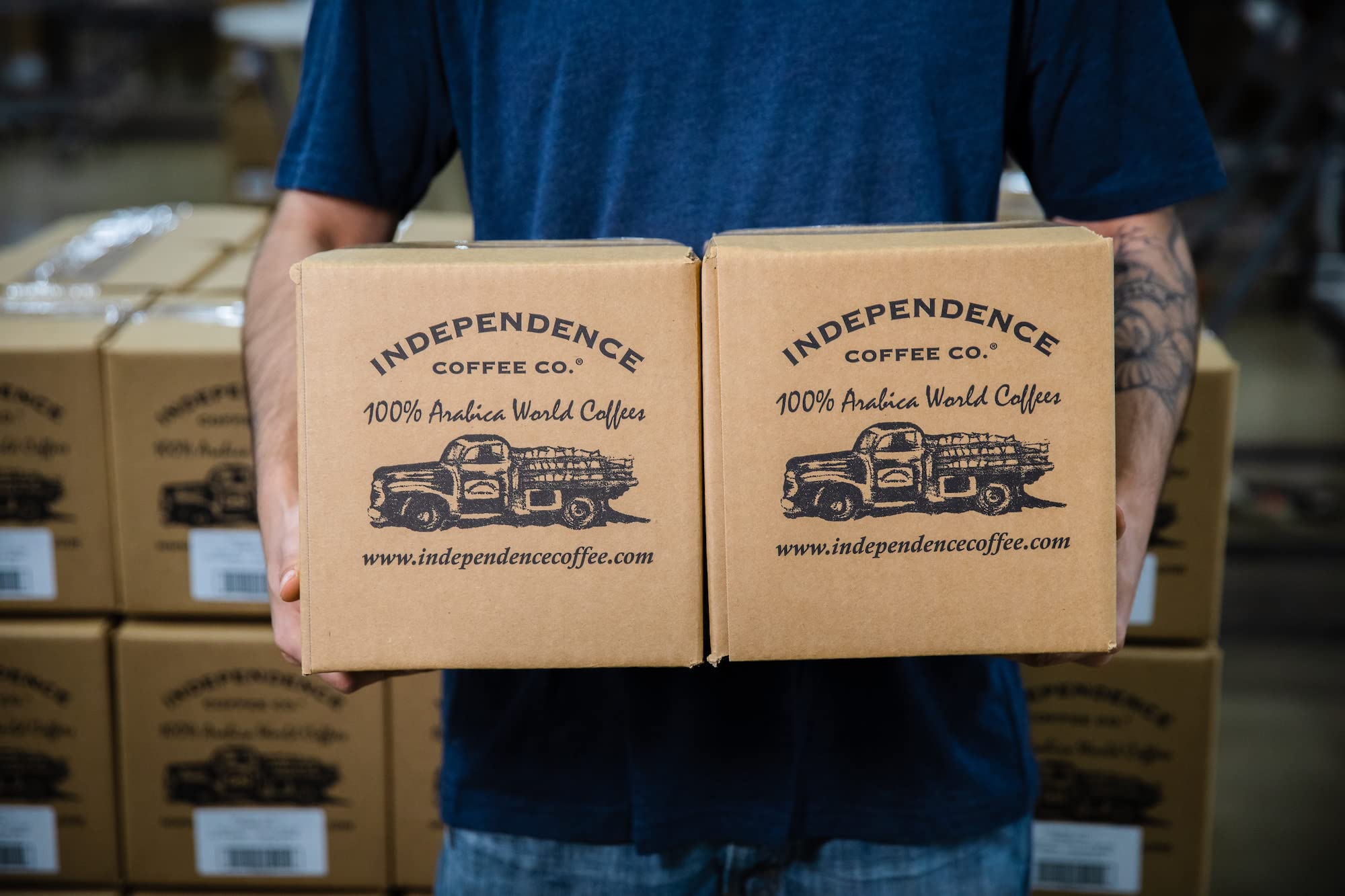 Independence Coffee Co. 24oz bag beside a scale to show size and value