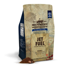 Independence Coffee Co. front packaging showing bold dark-roast branding and 24 oz size
