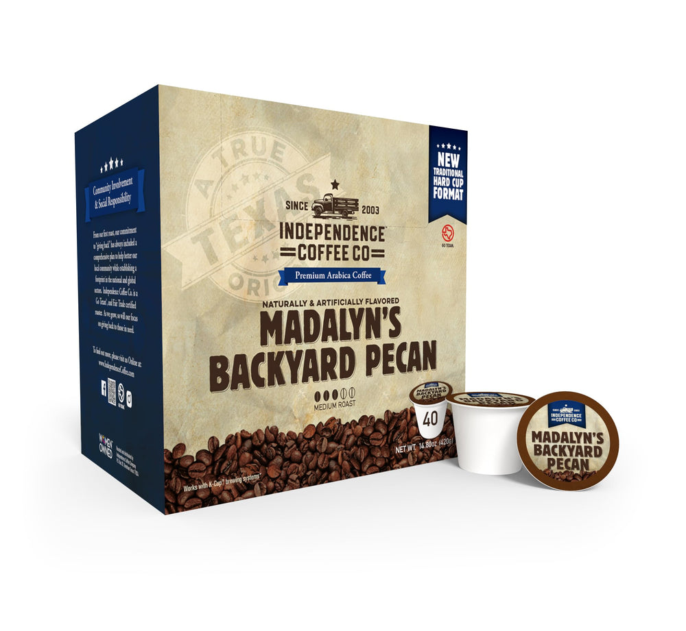 INDEPENDENCE COFFEE CO. front packaging showing 40-count benefit and flavor