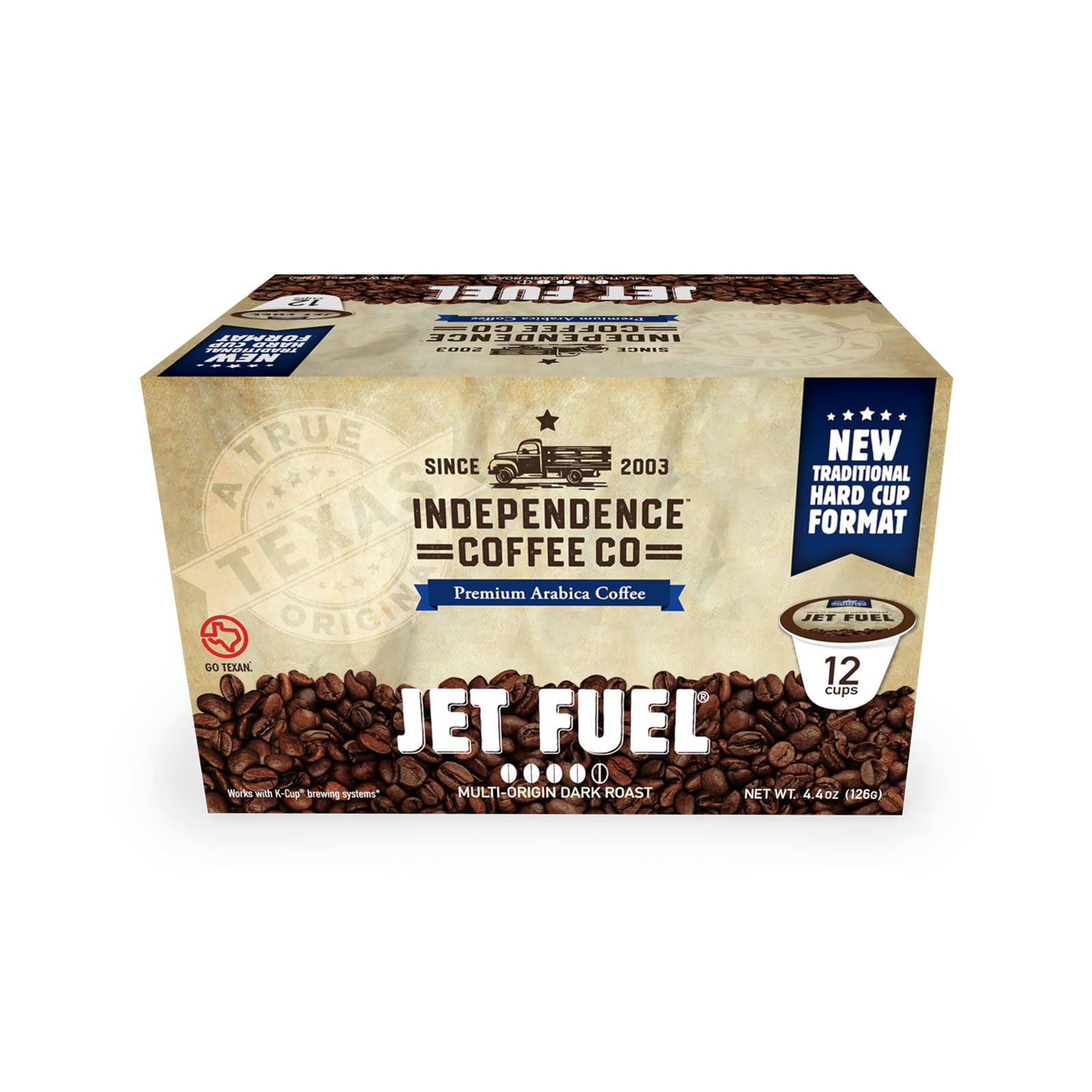 INDEPENDENCE COFFEE CO. Jet Fuel close-up of ground texture demonstrating rich roast depth