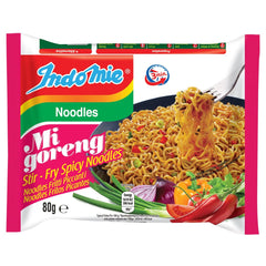 Indomie cooked serving in bowl with garnish, brand delivers bold spicy taste quickly