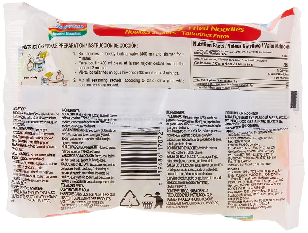 Indomie single packet contents displayed with sauces for easy assembly
