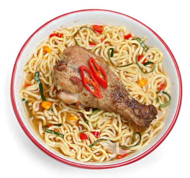 Indomie bowl on kitchen counter showing easy serving and customization