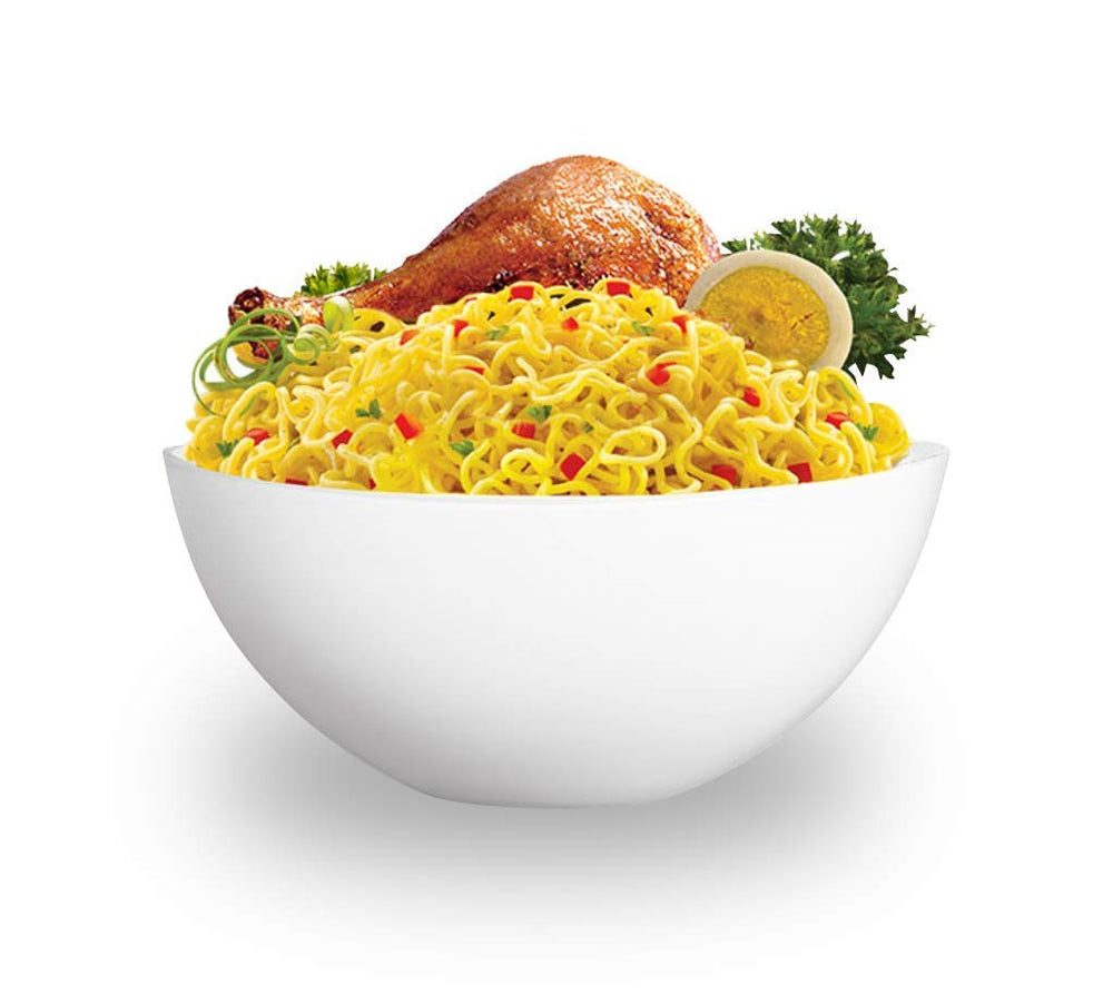 close-up of Indomie dried noodle cake highlighting texture and quick cooking