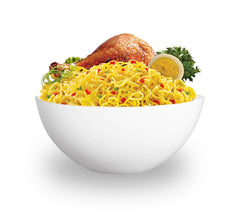 close-up of Indomie dried noodle cake highlighting texture and quick cooking