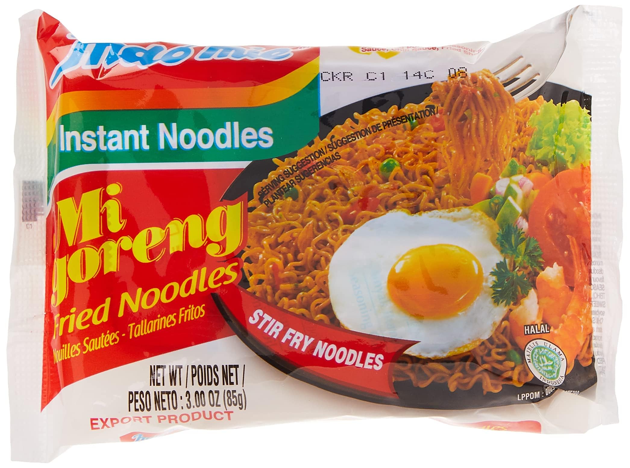 Indomie front packaging showing brand and original flavor for easy identification