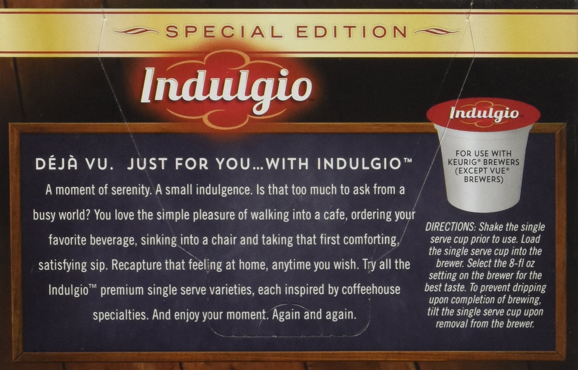 Indulgio close-up of cappuccino foam and caramel drizzle highlighting rich taste appeal