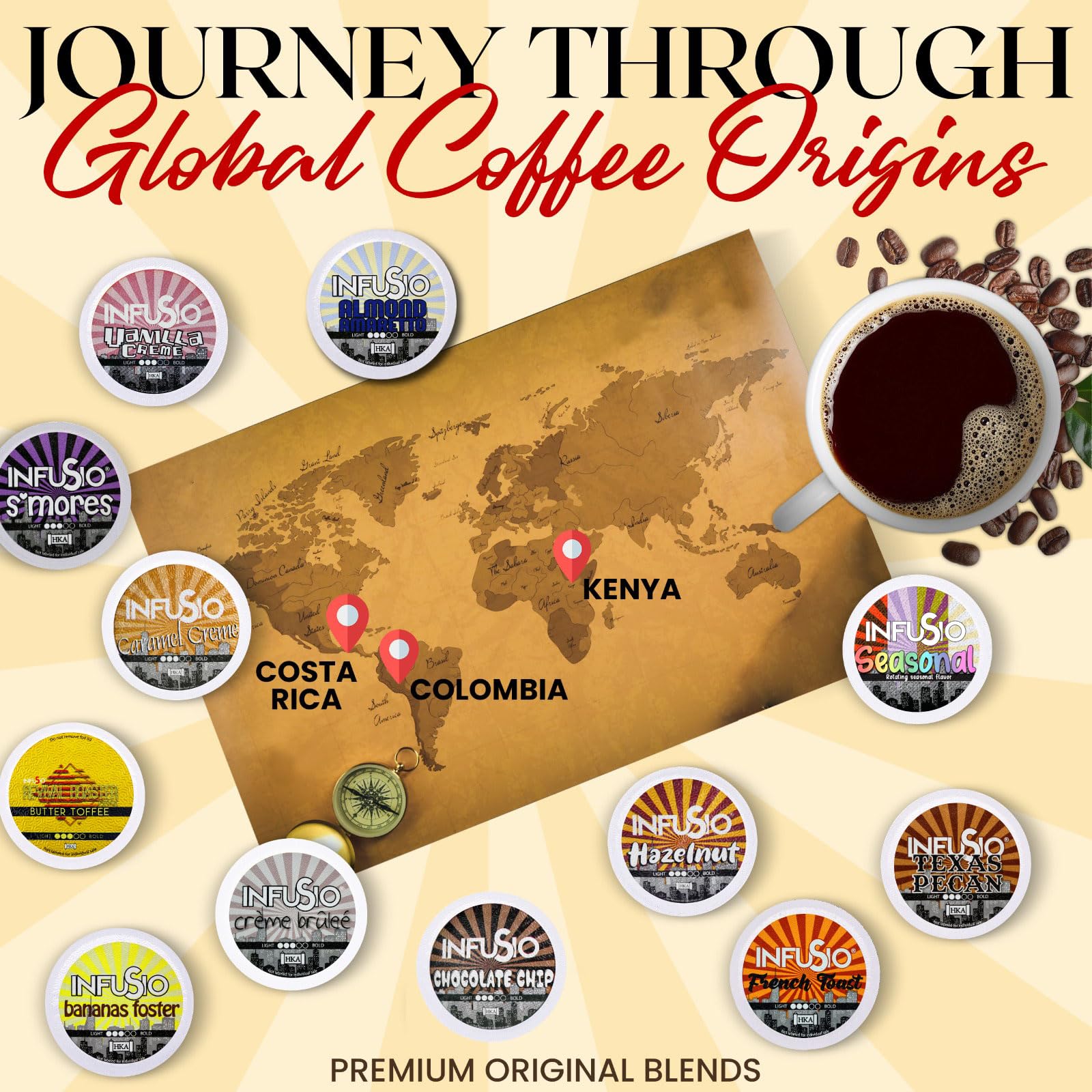InfuSio pod in Keurig brewer demonstrating simple single-serve brewing and consistent cups