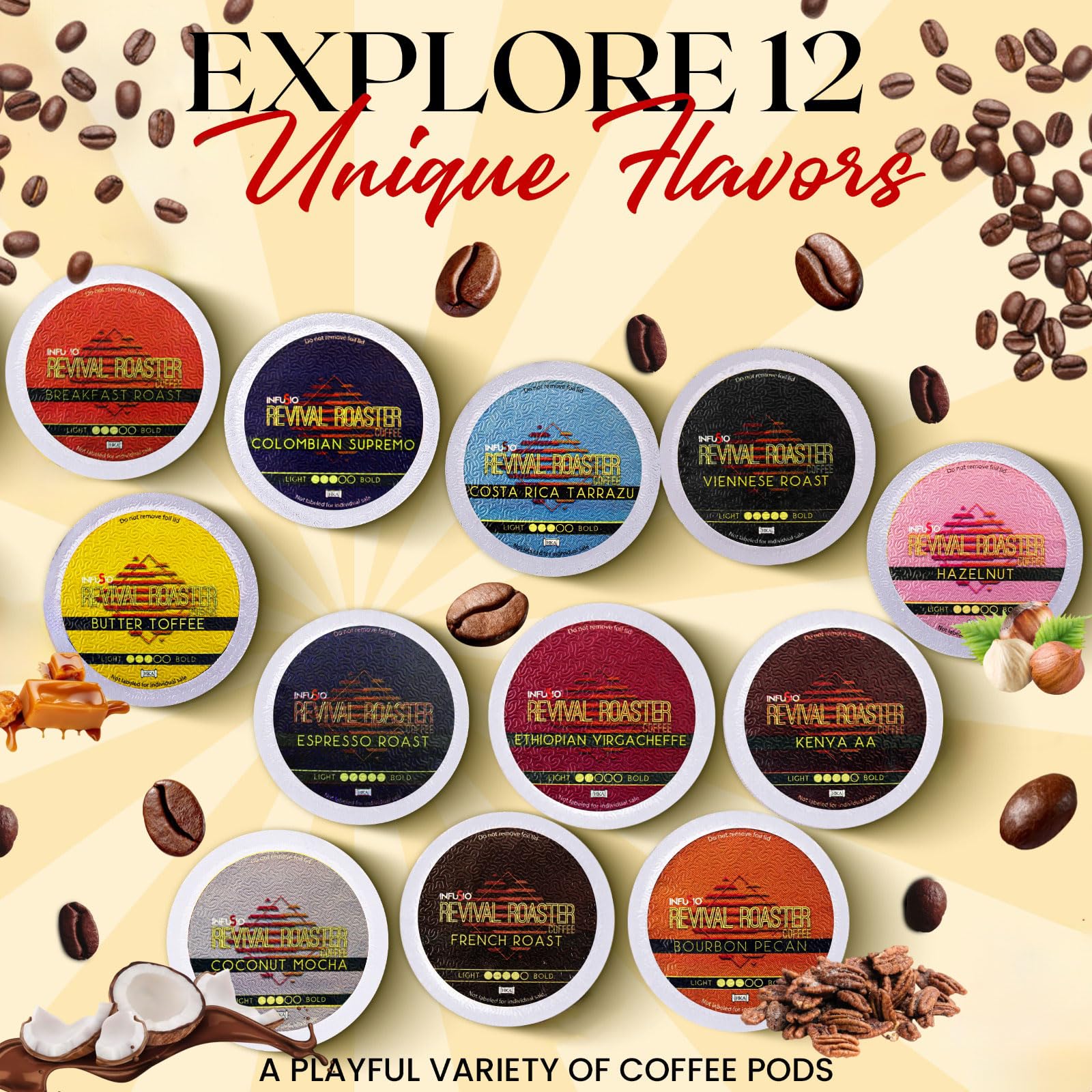 InfuSio ground coffee visible in open pod highlighting rich texture