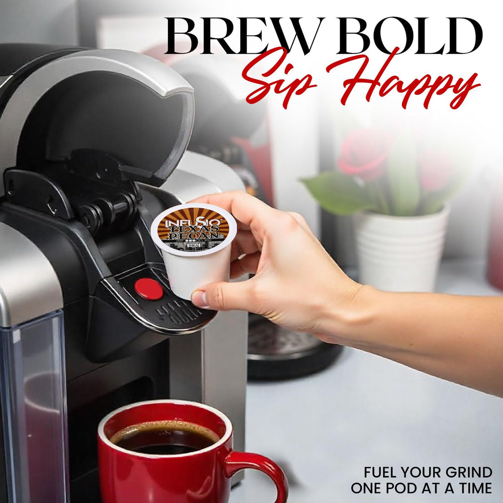 InfuSio pod in hand showing scale and single-serve convenience benefit