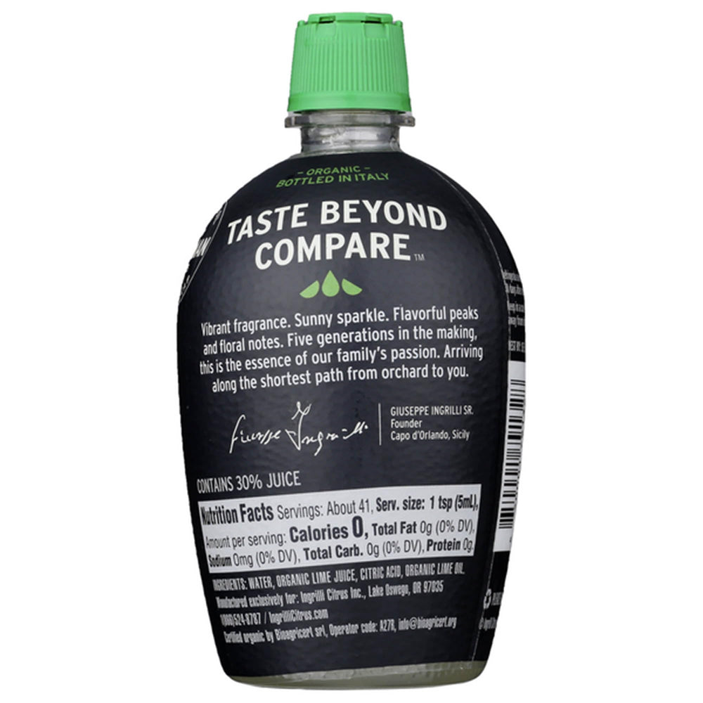 Ingrilli bottle beside whole lime showing size and consistent portion benefit