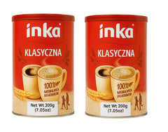 Inka Corp. two 7oz cans front packaging showing label and size, easy pantry storage benefit